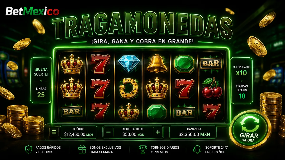Tragamonedas de BetMexico Casino 2026: lobby con Gates of Olympus, Sweet Bonanza y Big Bass Bonanza Megaways